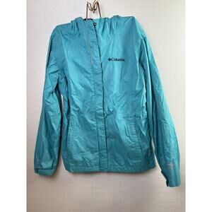 Columbia girls teal windbreaker hoodie jacket size medium